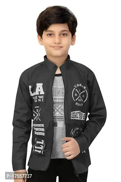 Evergreen Boys Cotton Hooded Neck, Zipper and Round Neck Jacket (7-8 Years, Black)