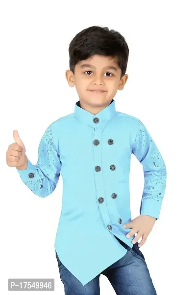 Evergreen Boy's Cotton Shirt - Regular Fit, Full Sleeves Straight Collared Neck, Shirts for Casual Wear For Boys and Kids-thumb0