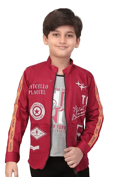 Evergreen Boys Cotton Hooded Neck, Zipper and Round Neck Jacket.