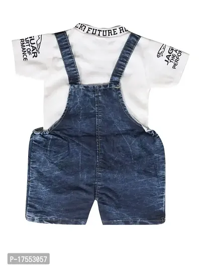 Evergreen Denim Solid Short Knee Length Dungaree for Kids Unisex (Boys  Girls) Jumpsuit for Kids-thumb4