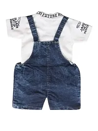 Evergreen Denim Solid Short Knee Length Dungaree for Kids Unisex (Boys  Girls) Jumpsuit for Kids-thumb1