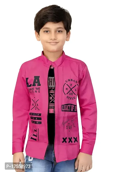 Evergreen Boys Cotton Hooded Neck, Zipper and Round Neck Jacket. (14-15 Years, Pink)