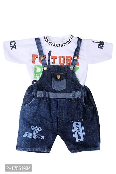 Evergreen Denim Solid Short Knee Length Dungaree for Kids Unisex (Boys  Girls) Jumpsuit for Kids