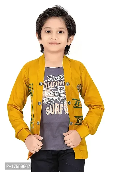 Evergreen Boys Cotton Hooded Neck, Button and Round Neck Jacket.