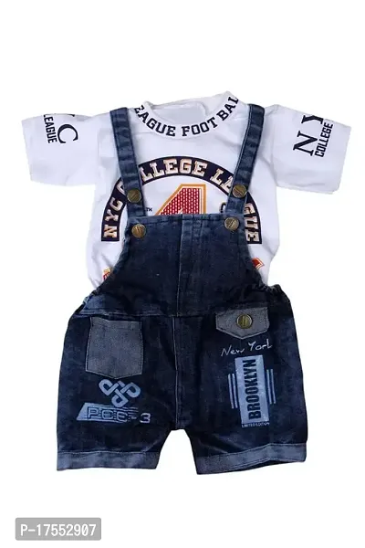 Evergreen Denim Solid Short Knee Length Dungaree for Kids Unisex (Boys  Girls) Jumpsuit for Kids