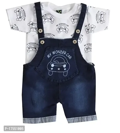 Evergreen Denim Solid Short Knee Length Dungaree for Kids Unisex (Boys  Girls) Jumpsuit for Kids