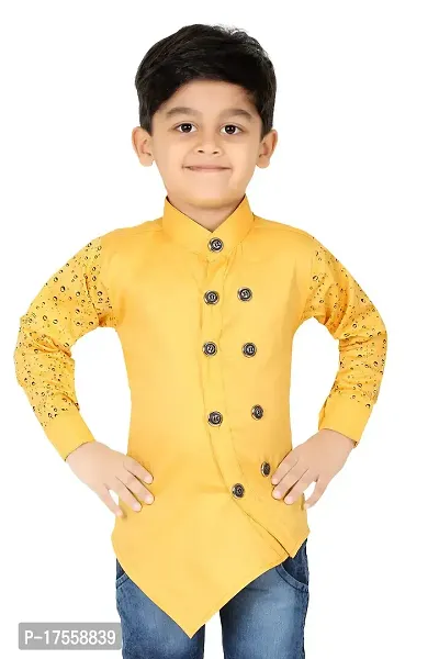 Evergreen Boy's Cotton Shirt - Regular Fit, Full Sleeves Straight Collared Neck, Shirts for Casual Wear For Boys and Kids 6 to 7 years Yellow