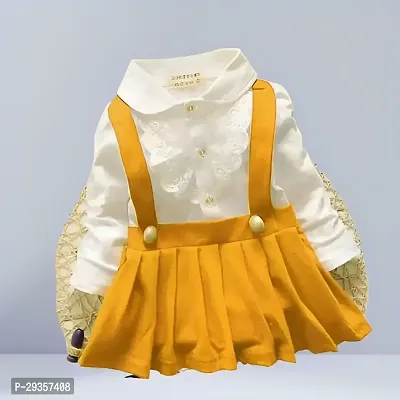 Fabulous Yellow Crepe Embellished Dress For Girls