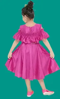 Fabulous Pink Crepe Solid Dress For Girls-thumb1