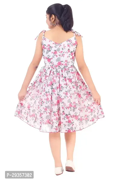 Fabulous White Georgette Printed Dress For Girls-thumb3