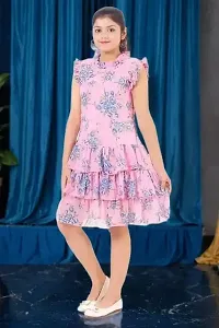 Fabulous Pink Georgette Printed Dress For Girls-thumb2