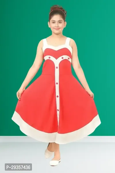 Fabulous Red Crepe Embellished Dress For Girls-thumb0