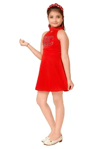 Stylish Red Crepe Frocks For Kids Girls-thumb1