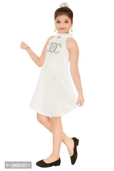 Stylish White Crepe Frocks For Kids Girls-thumb2