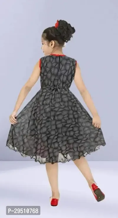 Fabulous Black Linen Printed Dress For Girls-thumb2