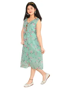 Fabulous Turquoise Georgette Printed Dress For Girls-thumb1