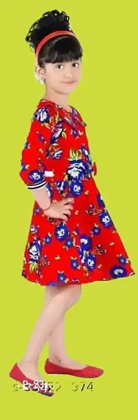 Fabulous Red Cotton Printed Dress For Girls-thumb2