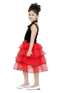 Fabulous Red Cotton Blend Solid Dress For Girls-thumb1