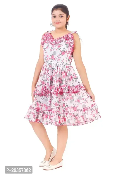 Fabulous White Georgette Printed Dress For Girls-thumb2