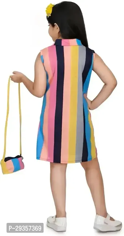 Fabulous Multicoloured Crepe Colourblocked Dress For Girls-thumb4