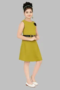 Stylish Green Crepe Fit And Flare Dress For Girl-thumb3