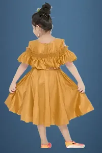 Fabulous Yellow Crepe Solid Dress For Girls-thumb1