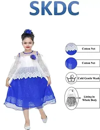 Fabulous Blue Net Printed Dress For Girls-thumb3