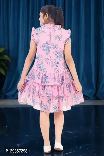 Fabulous Pink Georgette Printed Dress For Girls-thumb2