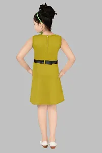 Stylish Green Crepe Fit And Flare Dress For Girl-thumb2