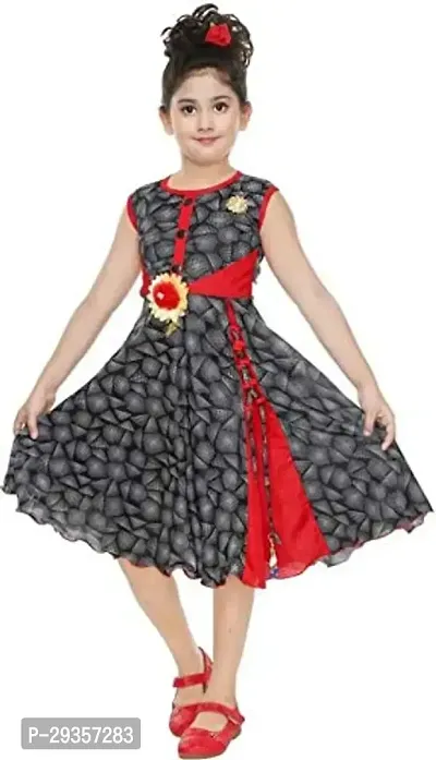 Fabulous Black Cotton Printed Dress For Girls-thumb0