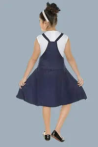 Fabulous Blue Cotton Blend Solid Dress For Girls-thumb2