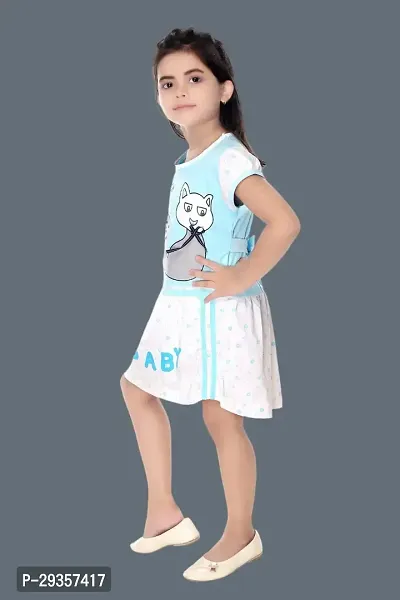 Fabulous White Cotton Printed Dress For Girls-thumb2