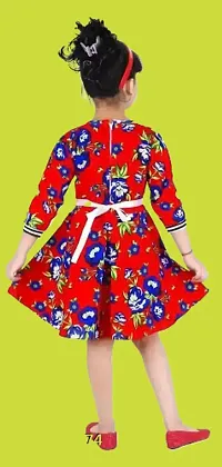 Fabulous Red Cotton Printed Dress For Girls-thumb1