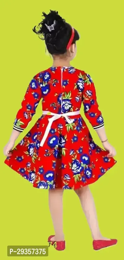 Fabulous Red Cotton Printed Dress For Girls-thumb2