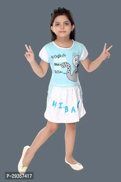 Fabulous White Cotton Printed Dress For Girls-thumb0