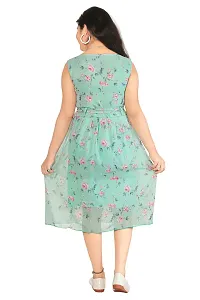 Fabulous Turquoise Georgette Printed Dress For Girls-thumb3