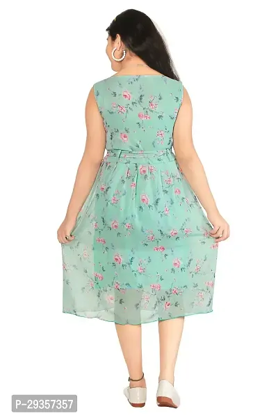 Fabulous Turquoise Georgette Printed Dress For Girls-thumb4