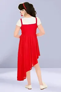 Fabulous Red Crepe Solid Dress For Girls-thumb1