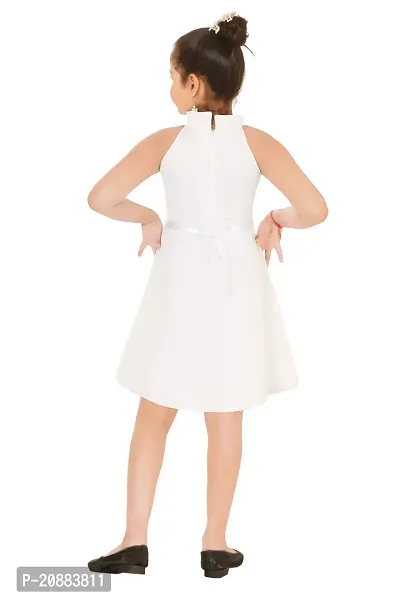 Stylish White Crepe Frocks For Kids Girls-thumb3