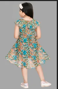 Fabulous Green Georgette Printed Dress For Girls-thumb1