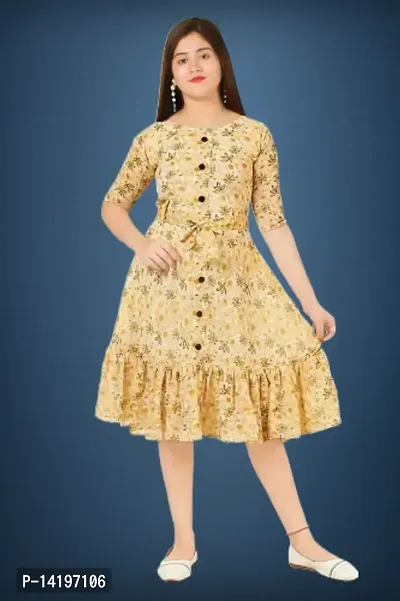 Yellow Georgette A Line Dress-thumb0