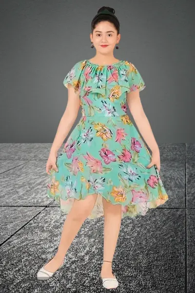 Georgette Floral Printed Dresses For Girls
