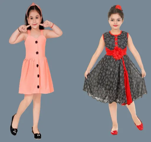 Fabulous Crepe Party Wear Frocks For Girls Pack Of 2