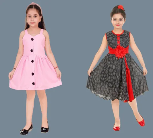 Fabulous Crepe Party Wear Frocks For Girls Pack Of 2