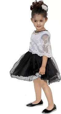 Baby Girls Midi/Knee Length Party Dress  (White, Fashion Sleeve)-thumb2