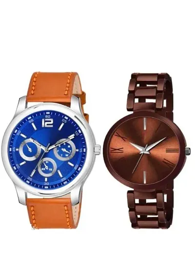 Stylish Synthetic Leather Watches For Women Combo Of 2