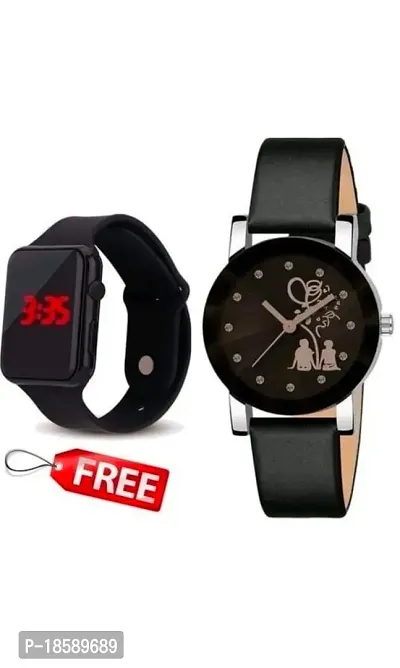Stylish Synthetic Leather  Watches For Women Combo Of 2-thumb0