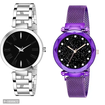 Stylish Metal  Watches For Women Combo Of 2-thumb0