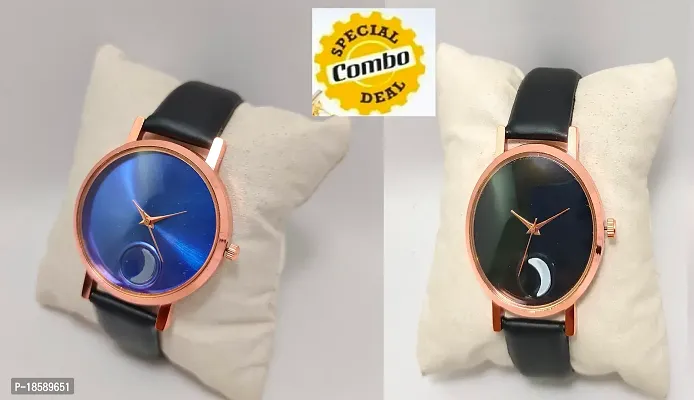 Stylish Synthetic Leather  Watches For Women Combo Of 2