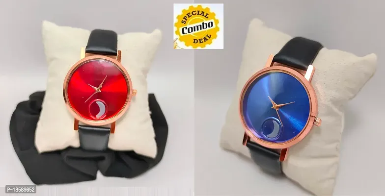 Stylish Synthetic Leather  Watches For Women Combo Of 2